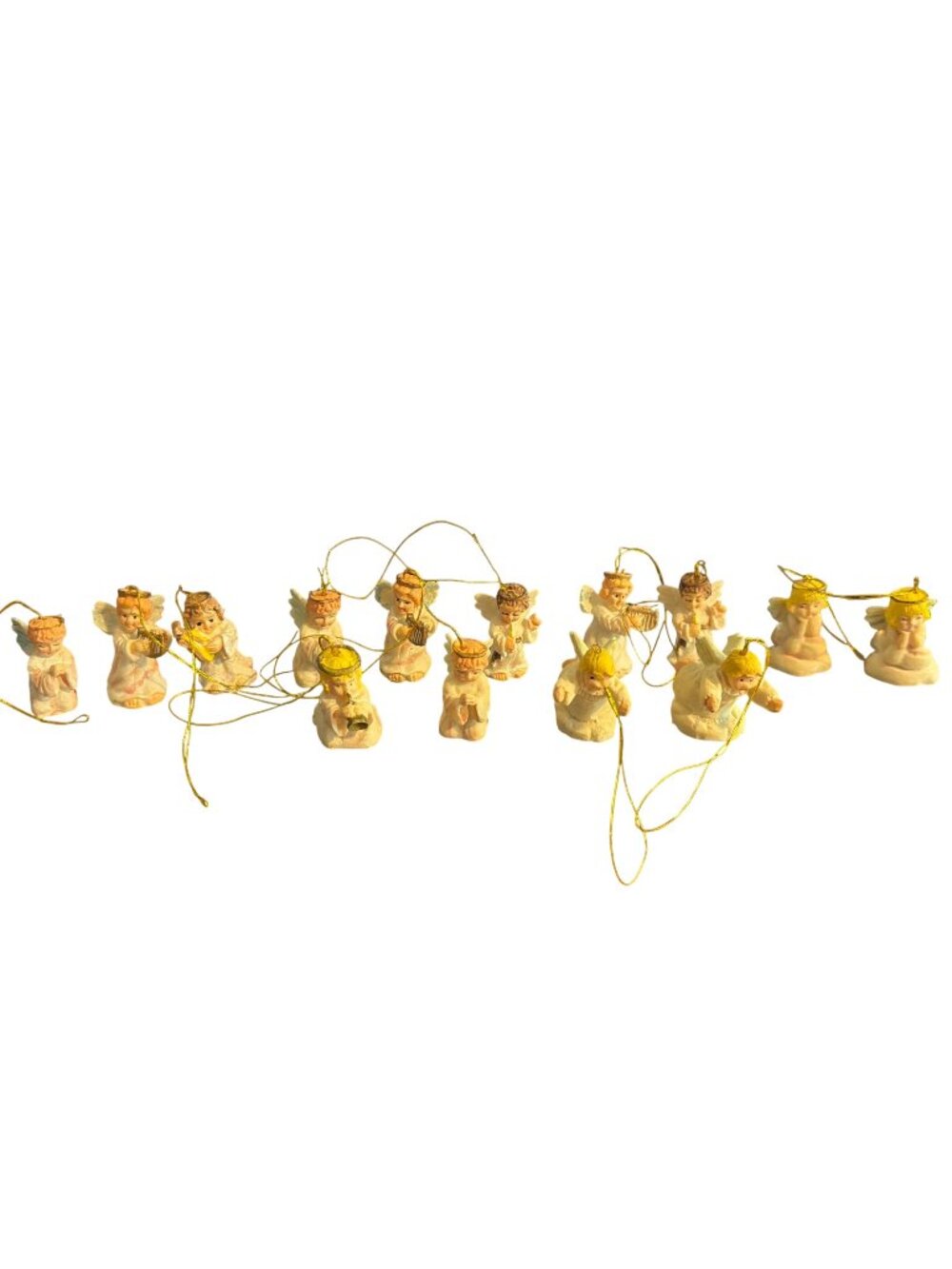 Set 14 Mini Resin Angel Christmas Ornaments Strings Wings Halos Choir 1"- 1.5"